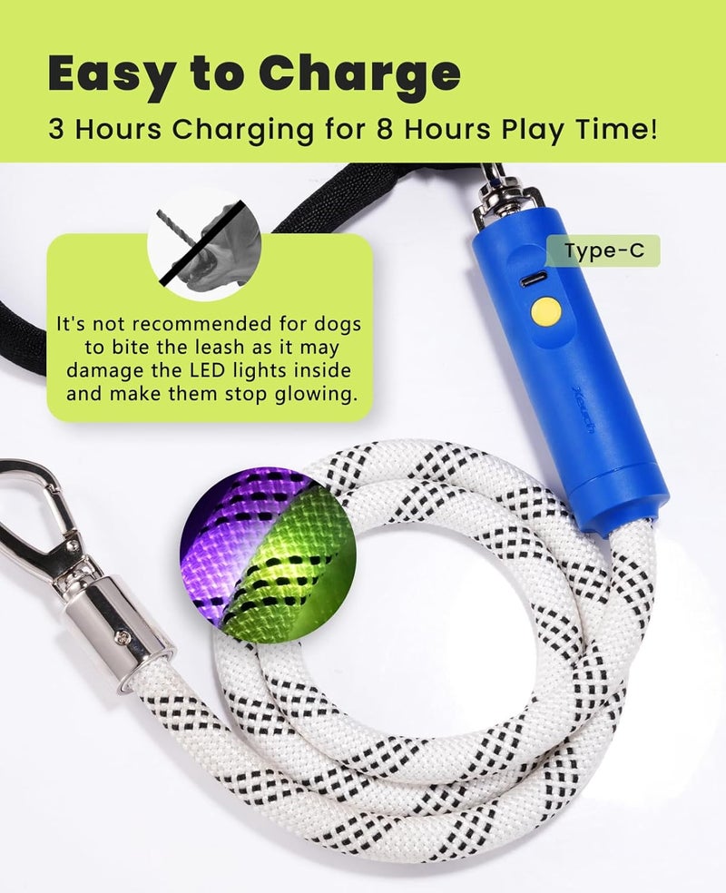 Xech Light Up Dog Leash, LED Pet Leash for Night Walking,13 Lighting Modes, Rechargeable Dog Lights, Glow in The Dark Walking Leashes with Tangle-Free Hook for Medium Large Dogs (Leash-5Ft) - Image 5
